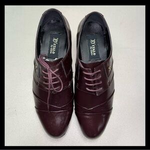 D'Italo Mens brown leather Comfort Cuban Heel  Fashion Dress Shoes Size 8